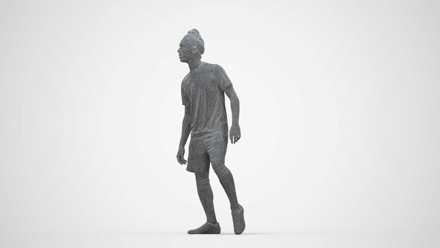 realistic 3D human man sport, archviz people FBX OBJ for Blender, wireframe back view