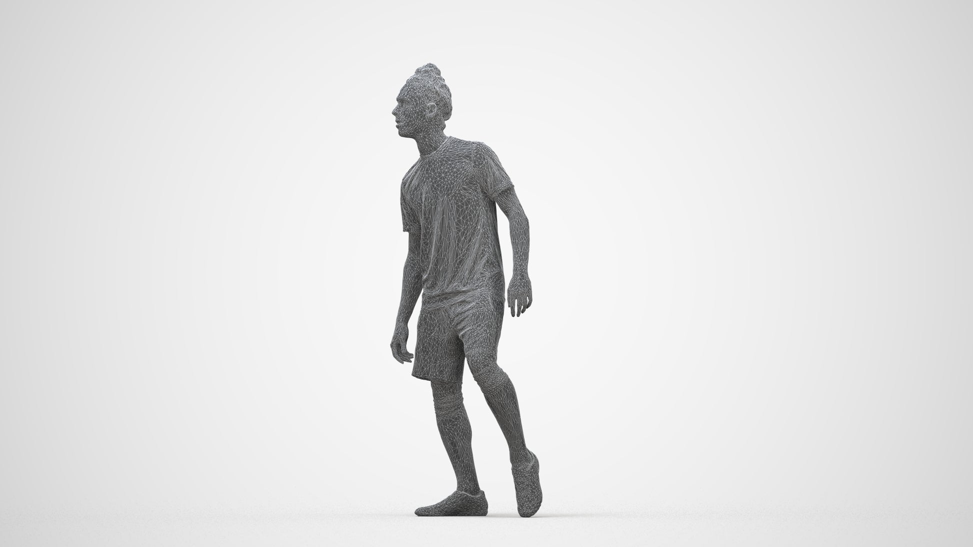 realistic 3D human man sport, archviz people FBX OBJ for Blender, wireframe back view