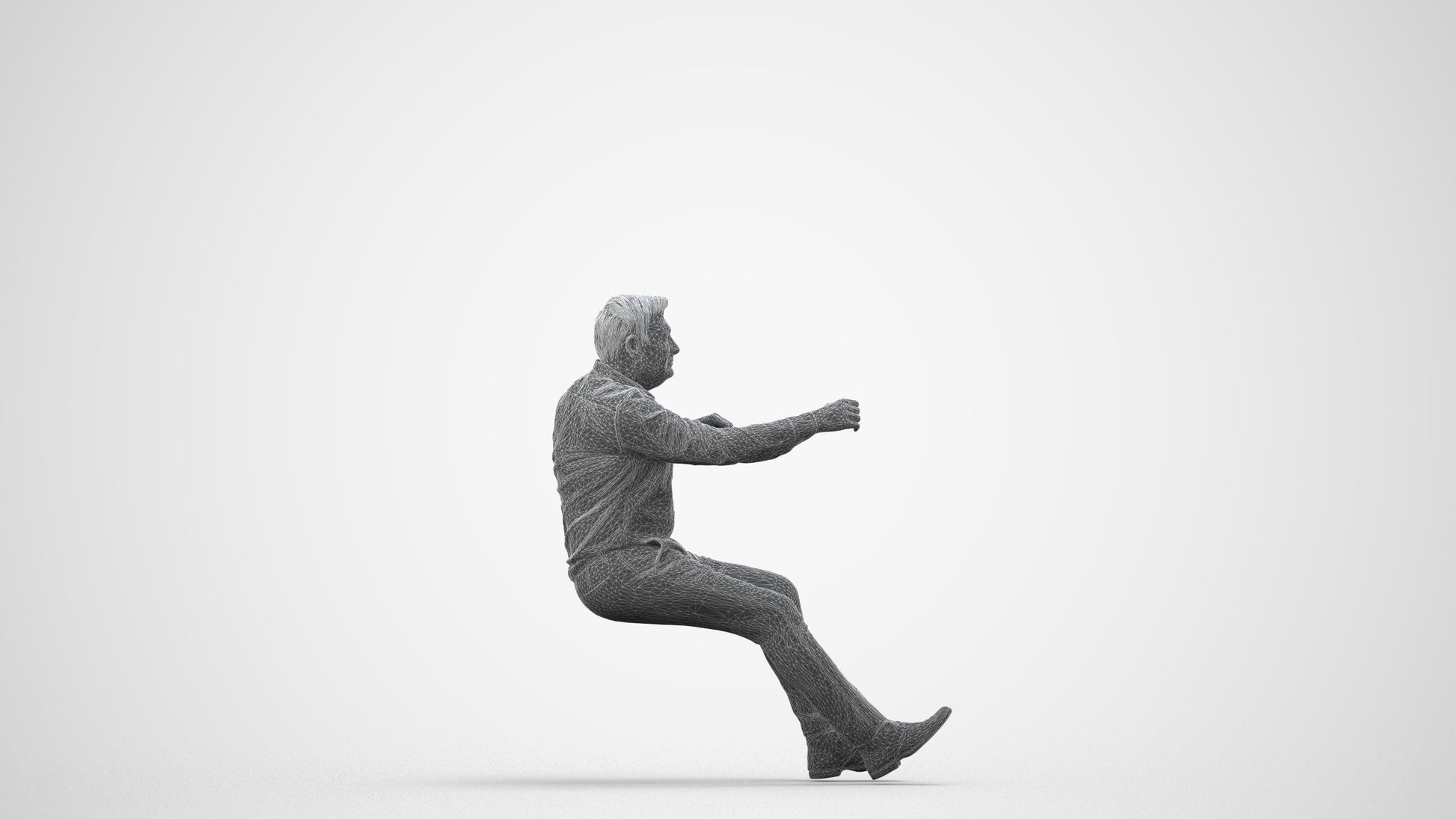 realistic 3D people man casual driving, render-ready for V-Ray and Corona, FBX OBJ, wireframe side view