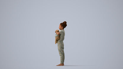 realistic 3D human girl kids, archviz people FBX OBJ for Blender, three-quarter view render