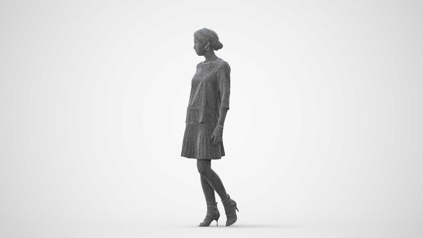 realistic 3D woman business standing, scanned archviz people for Blender and 3ds Max, square thumbnail