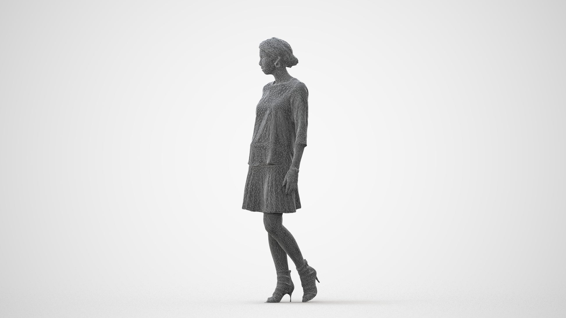 realistic 3D woman business standing, scanned archviz people for Blender and 3ds Max, square thumbnail
