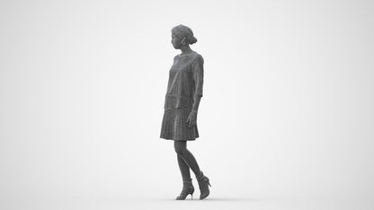 realistic 3D woman business standing, scanned archviz people for Blender and 3ds Max, square thumbnail