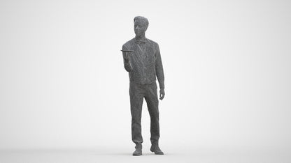 3D people model man hospitality, scanned human for 3ds Max rendering, three-quarter front view render