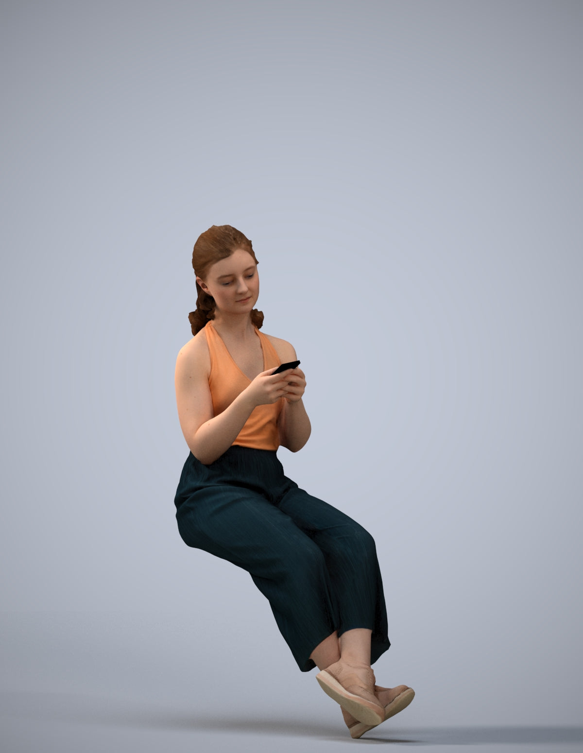 realistic 3D girl casual kids, scanned archviz people for Blender and 3ds Max