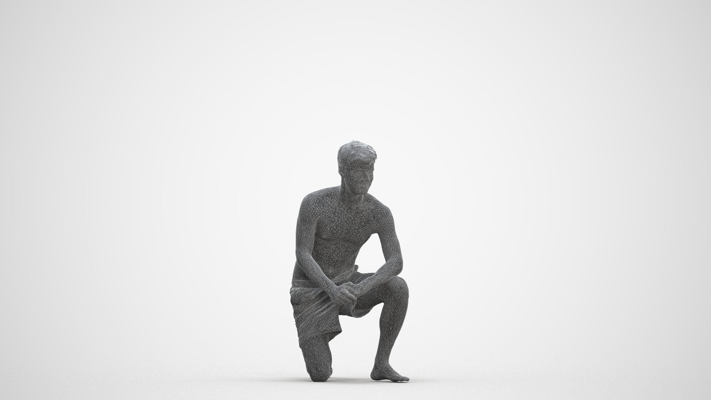 3D people model man pool, scanned human for 3ds Max rendering, three-quarter front view render