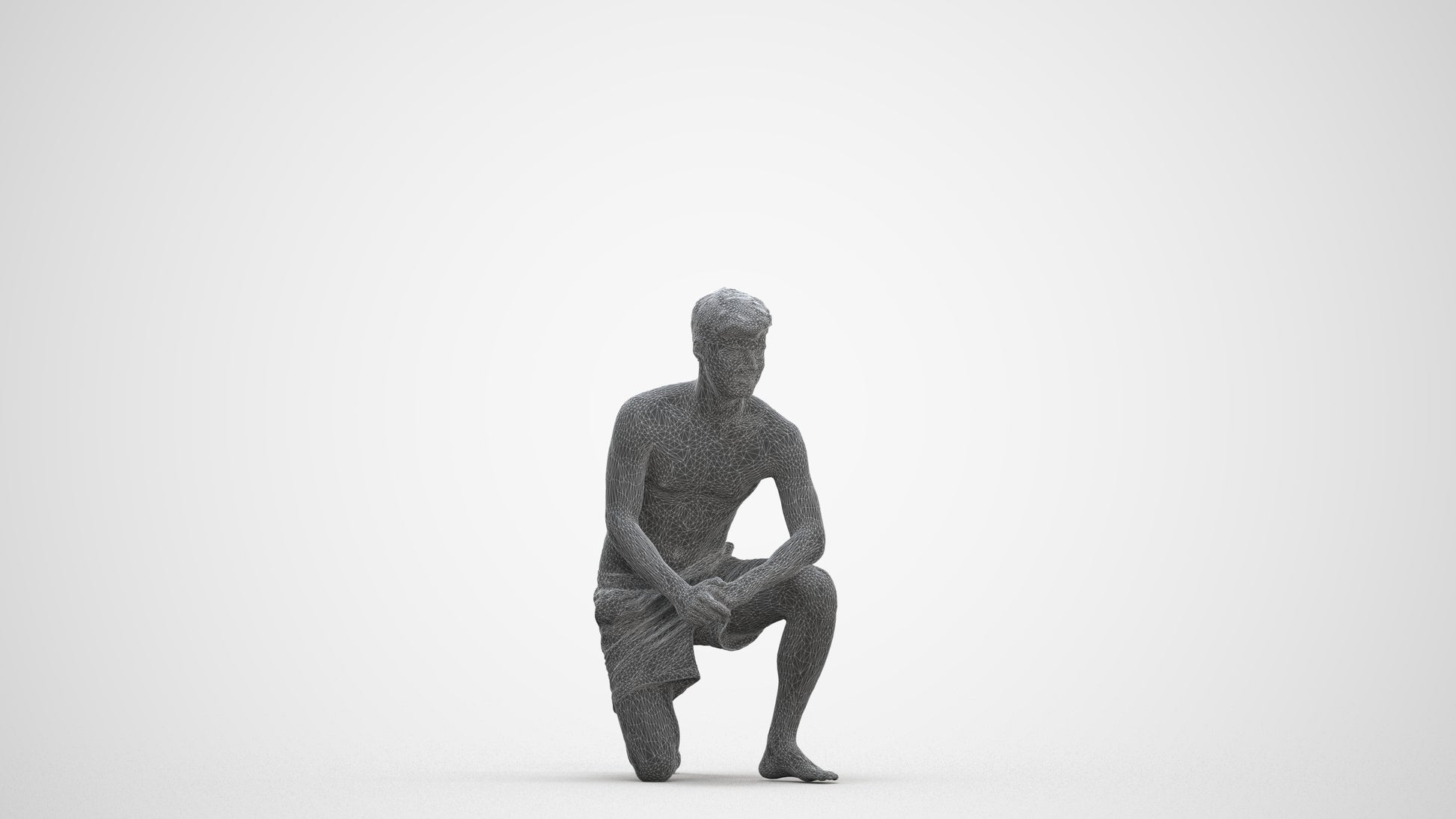 3D people model man pool, scanned human for 3ds Max rendering, three-quarter front view render