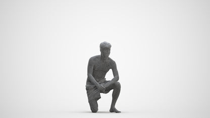 3D people model man pool, scanned human for 3ds Max rendering, three-quarter front view render