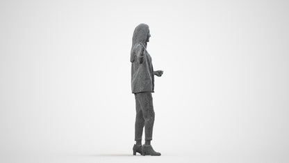 realistic 3D woman business, scanned archviz people for Blender and 3ds Max, wireframe side view