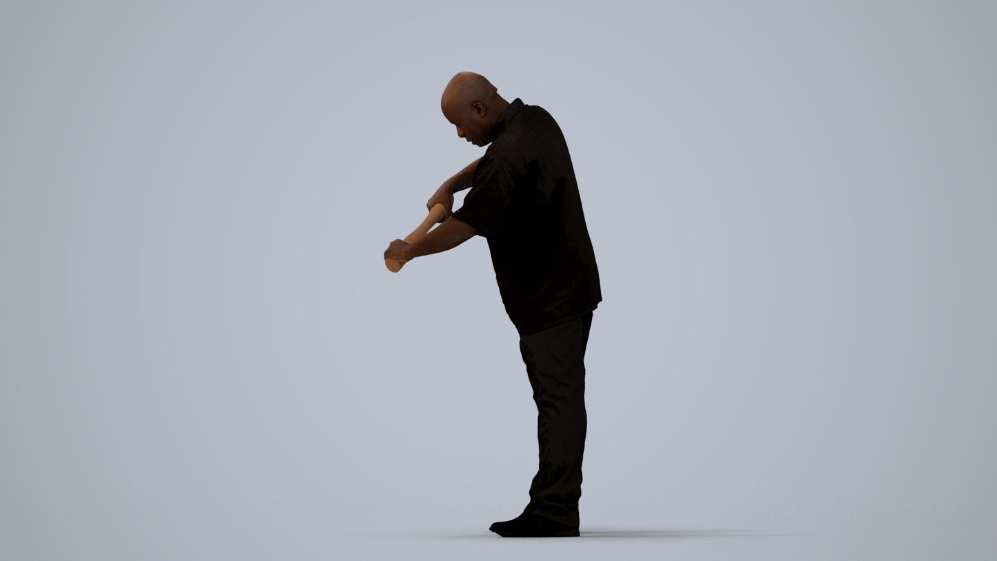 photogrammetry 3D man hospitality, realistic human model archviz FBX, three-quarter view render