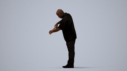photogrammetry 3D man hospitality, realistic human model archviz FBX, three-quarter view render