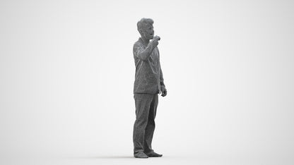 3D scanned man bathroom, photorealistic archviz people for Enscape and SketchUp, wireframe side view
