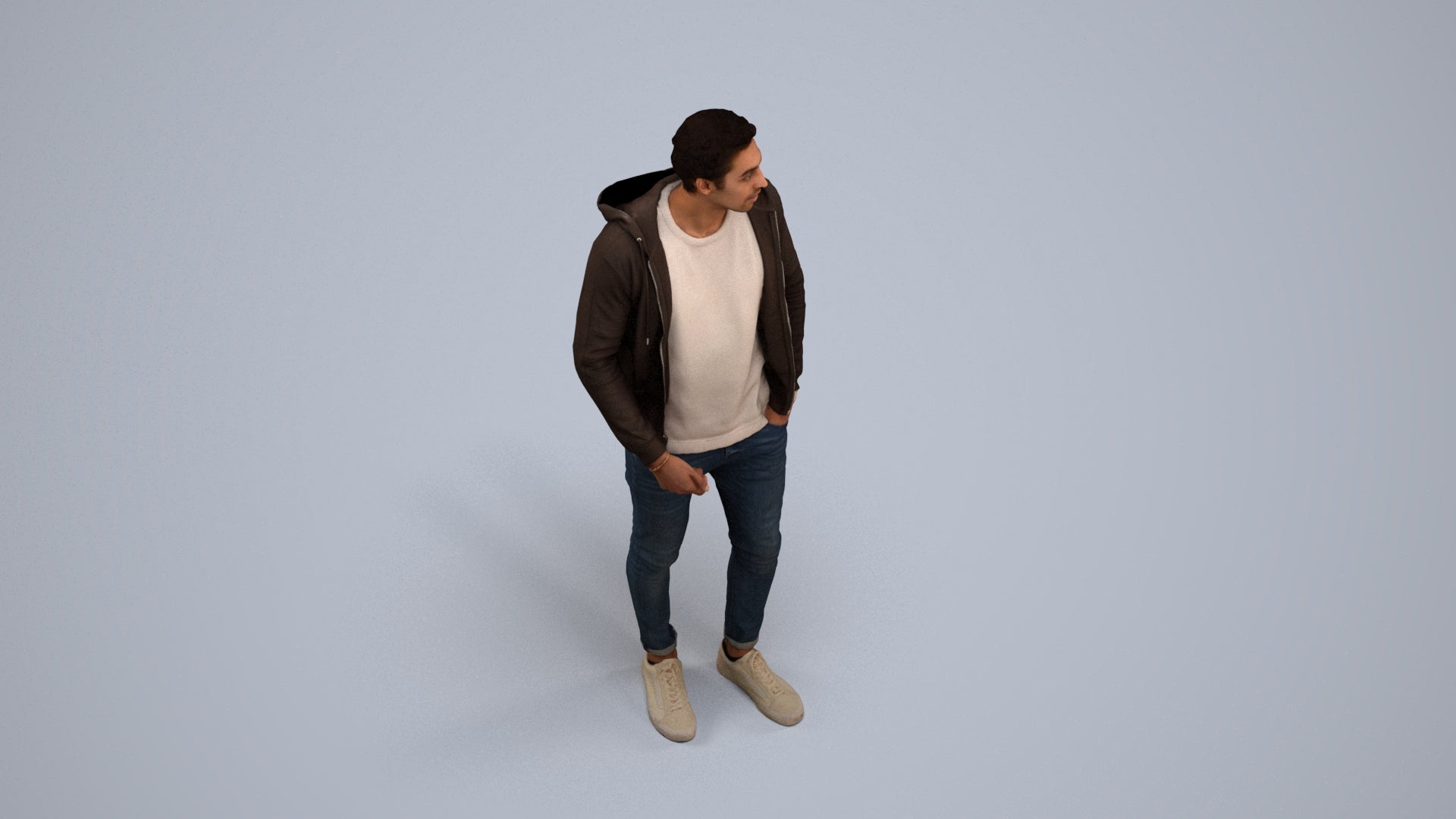 realistic 3D people man casual standing, render-ready for V-Ray and Corona, FBX OBJ, back view render