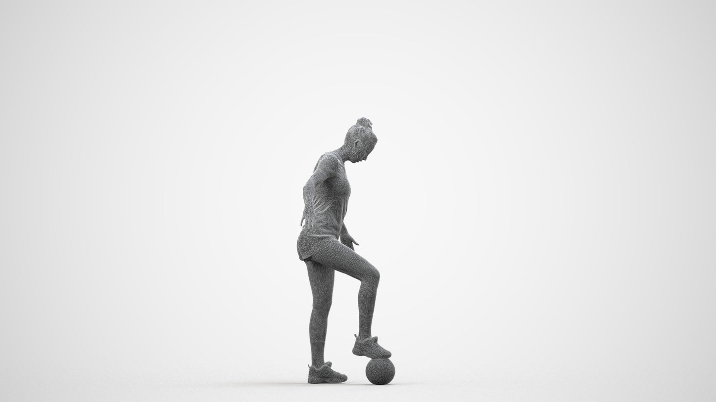 photogrammetry 3D woman sport, realistic human model archviz FBX, wireframe side view