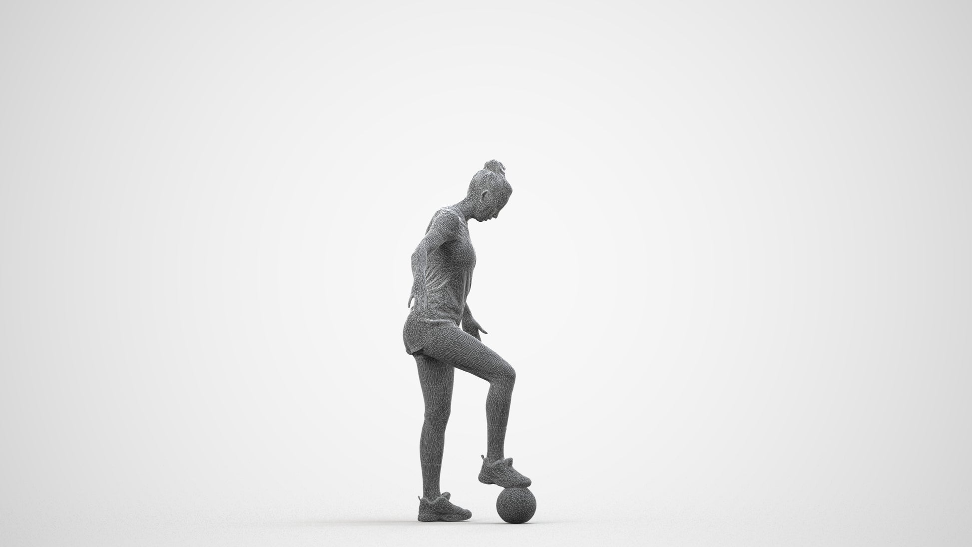 photogrammetry 3D woman sport, realistic human model archviz FBX, wireframe side view