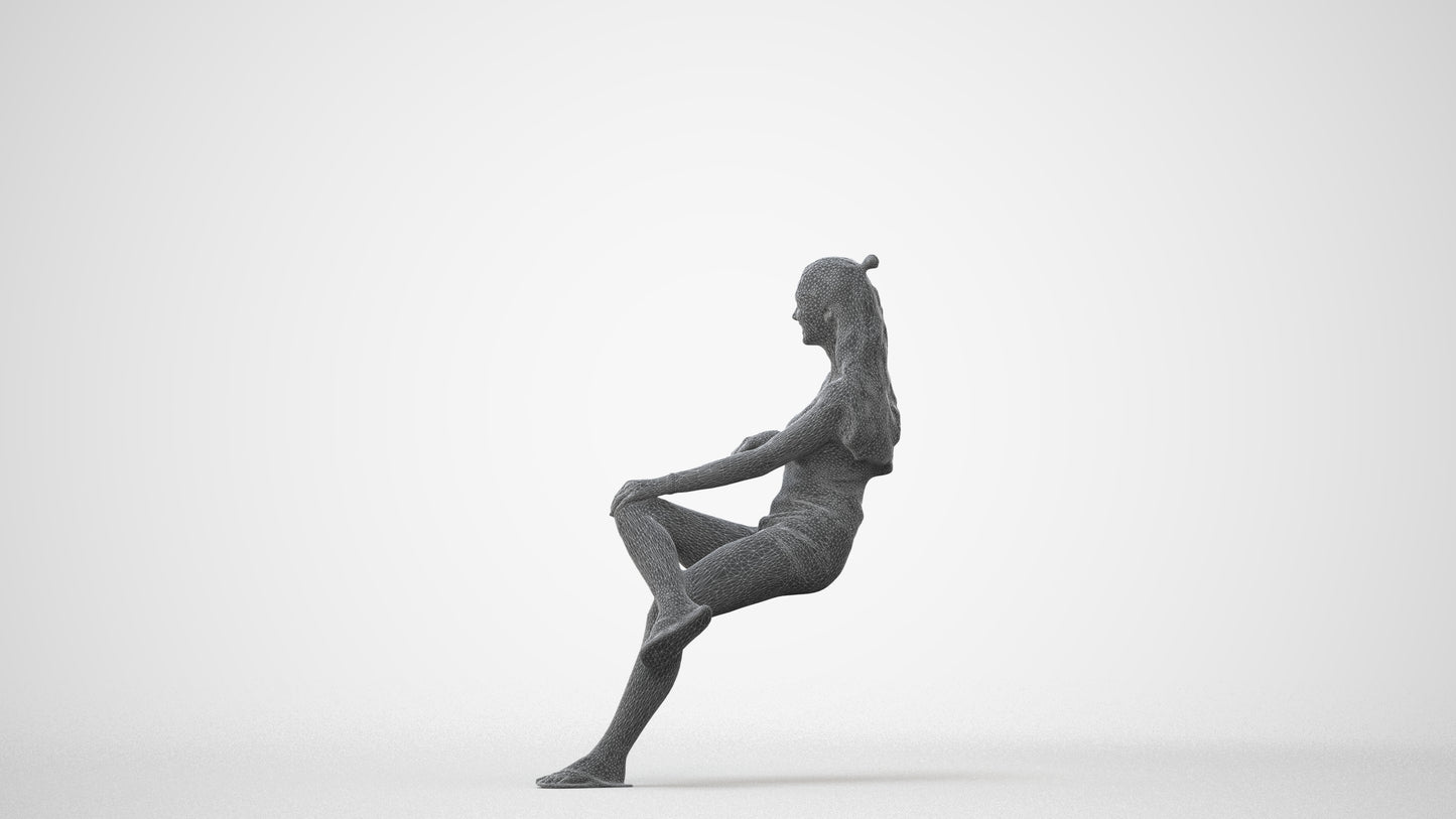 scanned 3D woman casual sitting, photogrammetry people for Enscape and V-Ray, square thumbnail