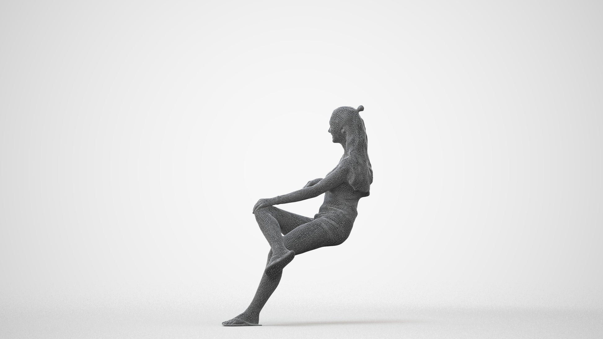 scanned 3D woman casual sitting, photogrammetry people for Enscape and V-Ray, square thumbnail