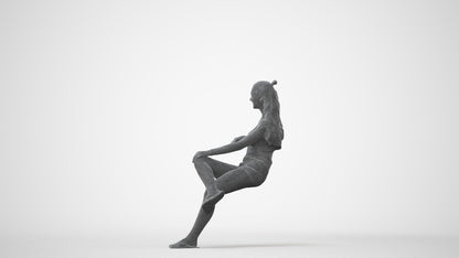 scanned 3D woman casual sitting, photogrammetry people for Enscape and V-Ray, square thumbnail