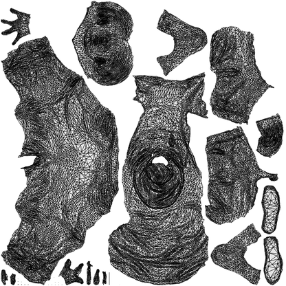 3D people model boy casual kids, scanned human for 3ds Max rendering, wireframe top-down view