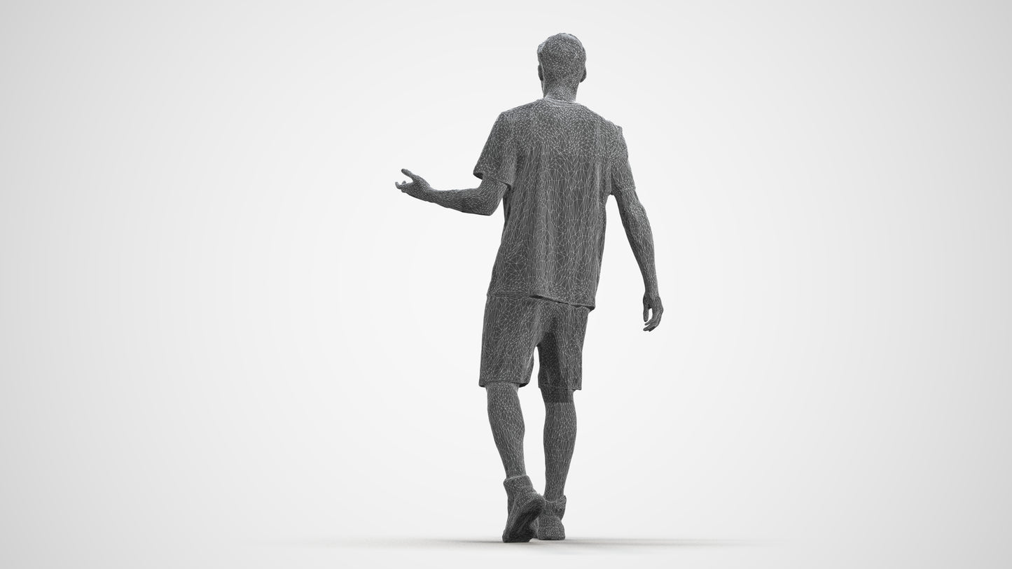 realistic 3D man sport, scanned archviz people for Blender and 3ds Max, wireframe front view