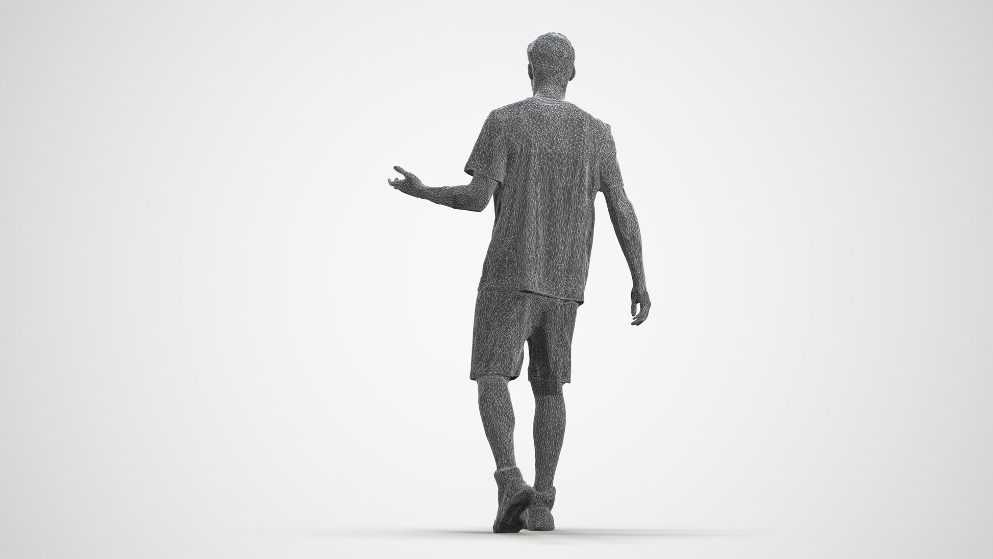 realistic 3D man sport, scanned archviz people for Blender and 3ds Max, wireframe front view