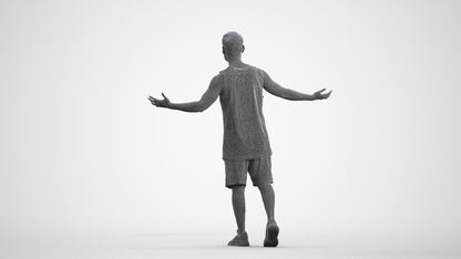 realistic 3D people man sport, render-ready for V-Ray and Corona, FBX OBJ, wireframe front view