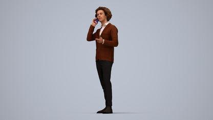 3D people model man business standing, scanned human for 3ds Max rendering, top-down view render