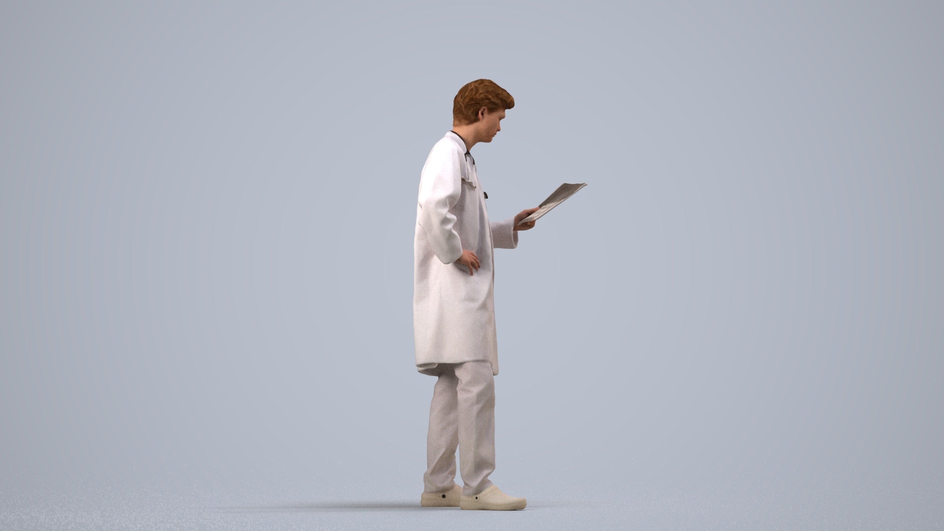 photogrammetry 3D man standing, realistic human model archviz FBX, side view render
