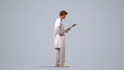 photogrammetry 3D man standing, realistic human model archviz FBX, side view render