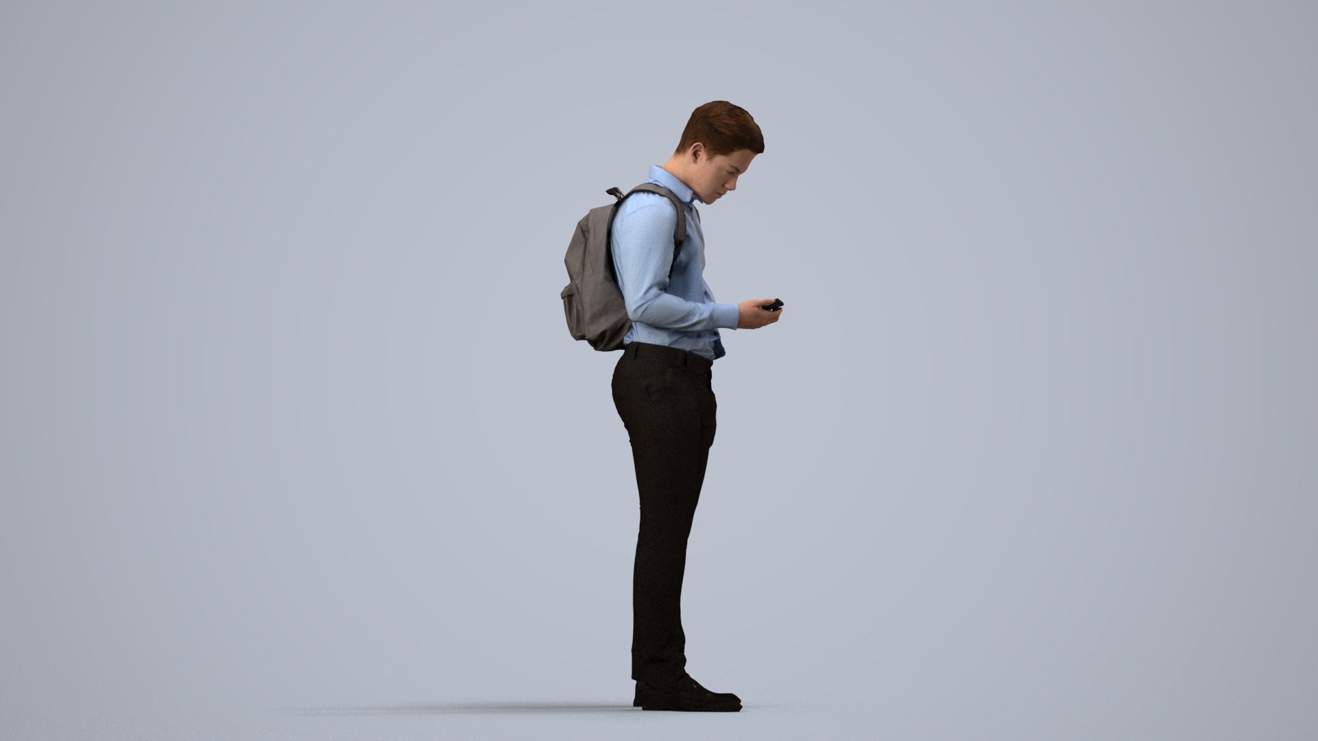 3D people model boy kids, scanned human for 3ds Max rendering, side view render
