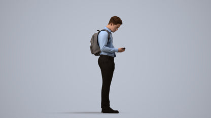 3D people model boy kids, scanned human for 3ds Max rendering, side view render