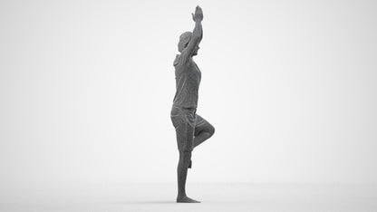 realistic 3D man casual sport, scanned archviz people for Blender and 3ds Max, wireframe side view
