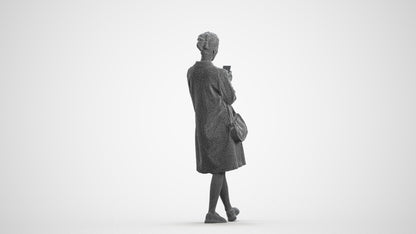 realistic 3D people woman casual standing, render-ready for V-Ray and Corona, FBX OBJ, wireframe front view