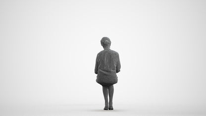 3D people model senior woman business sitting, scanned human for 3ds Max rendering, wireframe front view