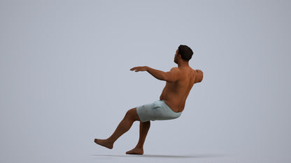 3D human model man pool, photogrammetry scanned person for archviz, front view render