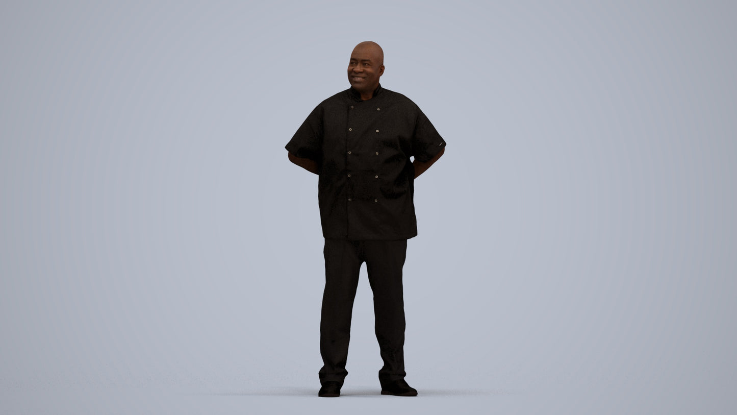 scanned 3D man hospitality, photogrammetry people for Enscape and V-Ray, standing pose render