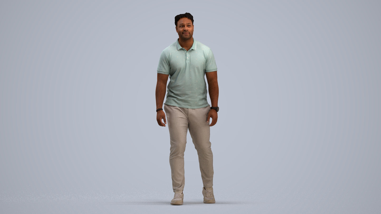 realistic 3D people man casual walking, render-ready for V-Ray and Corona, FBX OBJ, standing pose render