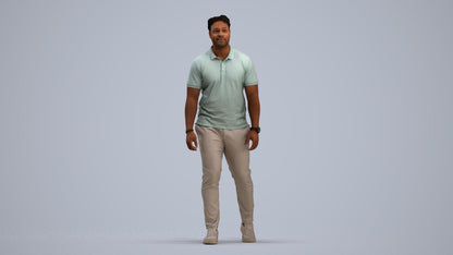realistic 3D people man casual walking, render-ready for V-Ray and Corona, FBX OBJ, standing pose render