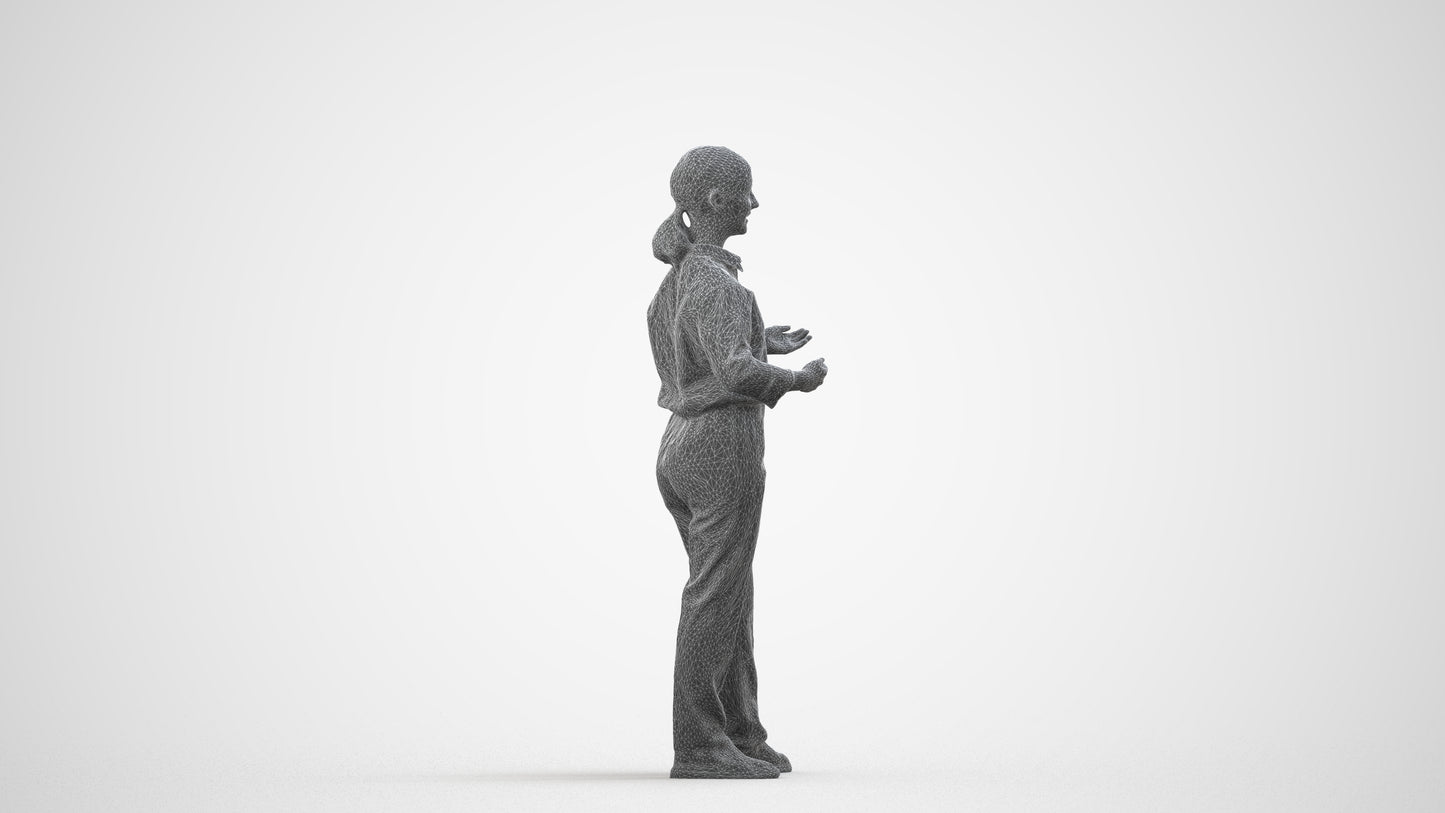 realistic 3D people girl kids, render-ready for V-Ray and Corona, FBX OBJ, wireframe side view