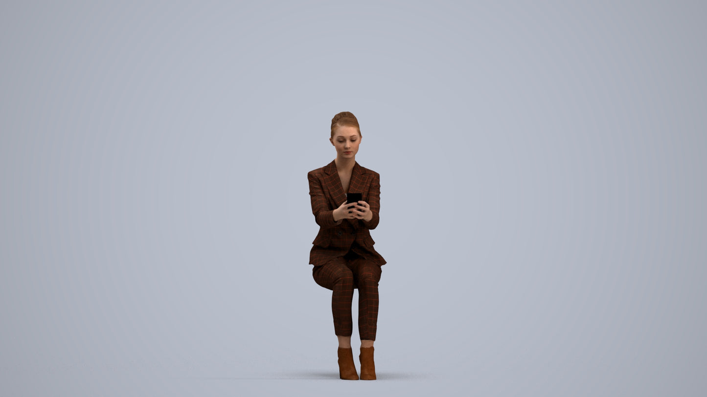 3D scanned woman business, photorealistic archviz people for Enscape and SketchUp, standing pose render