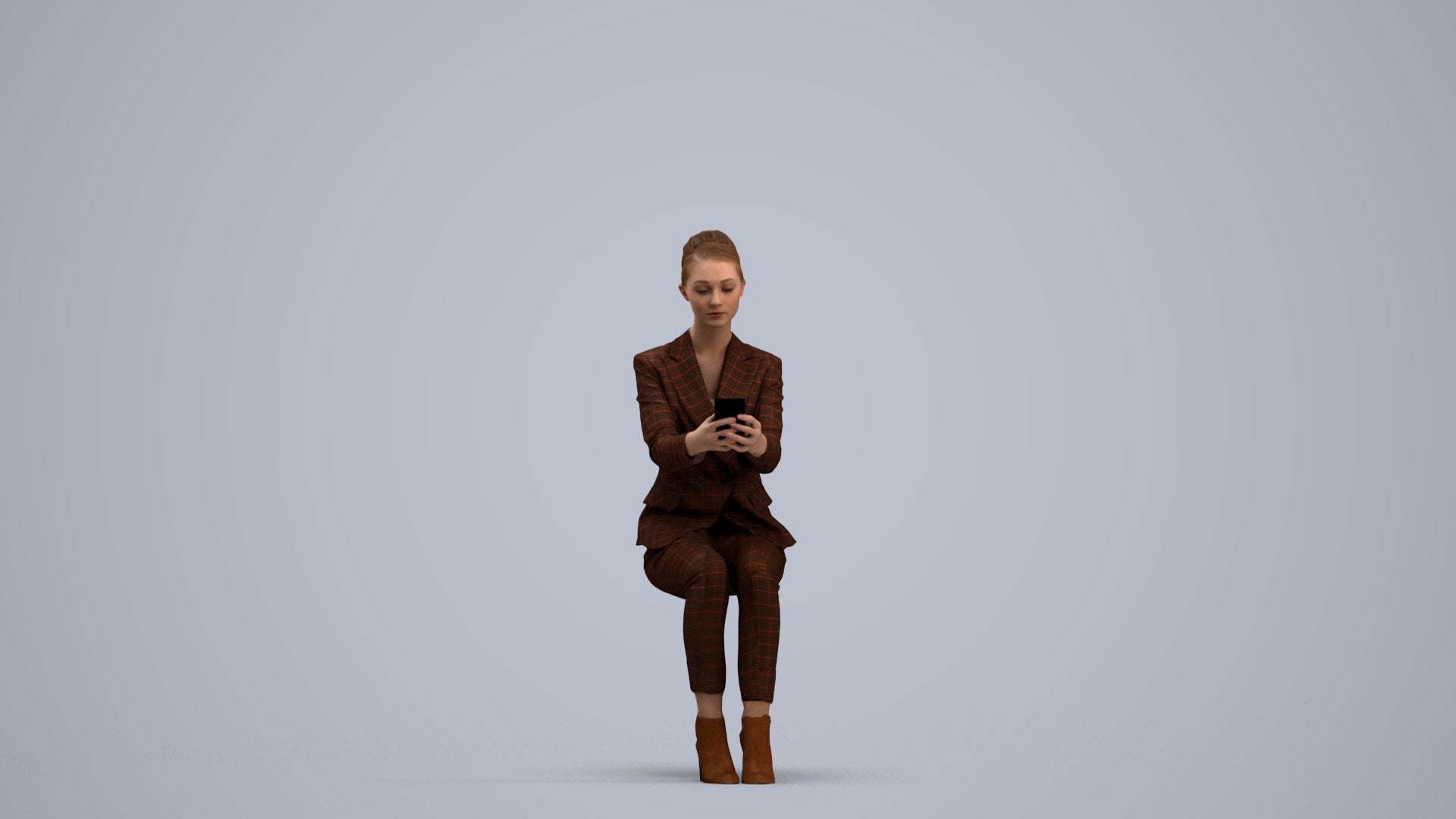 3D scanned woman business, photorealistic archviz people for Enscape and SketchUp, standing pose render