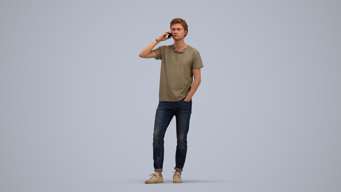 photogrammetry 3D man casual standing, realistic human model archviz FBX, standing pose render