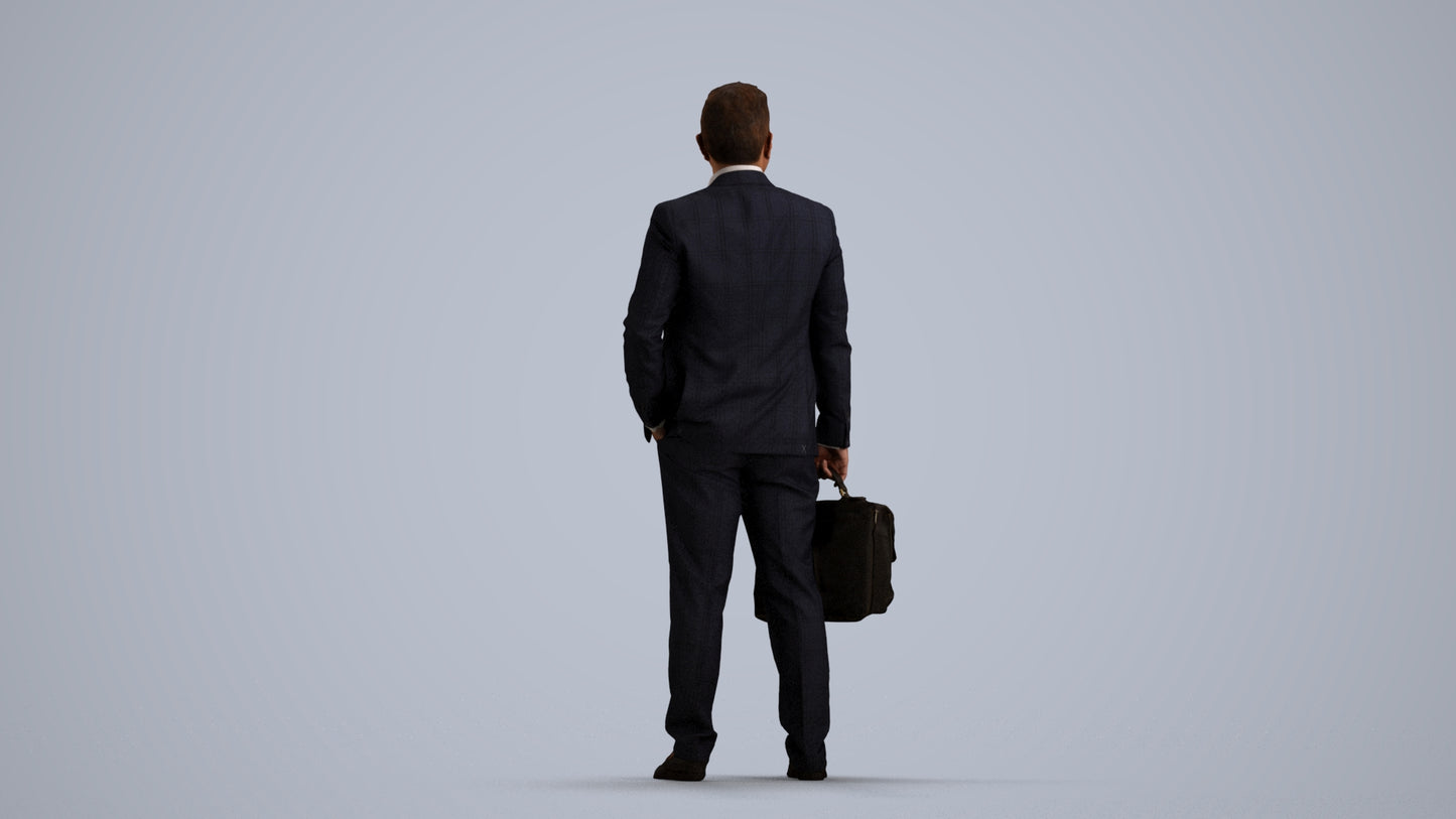 realistic 3D man business, scanned archviz people for Blender and 3ds Max, front view render