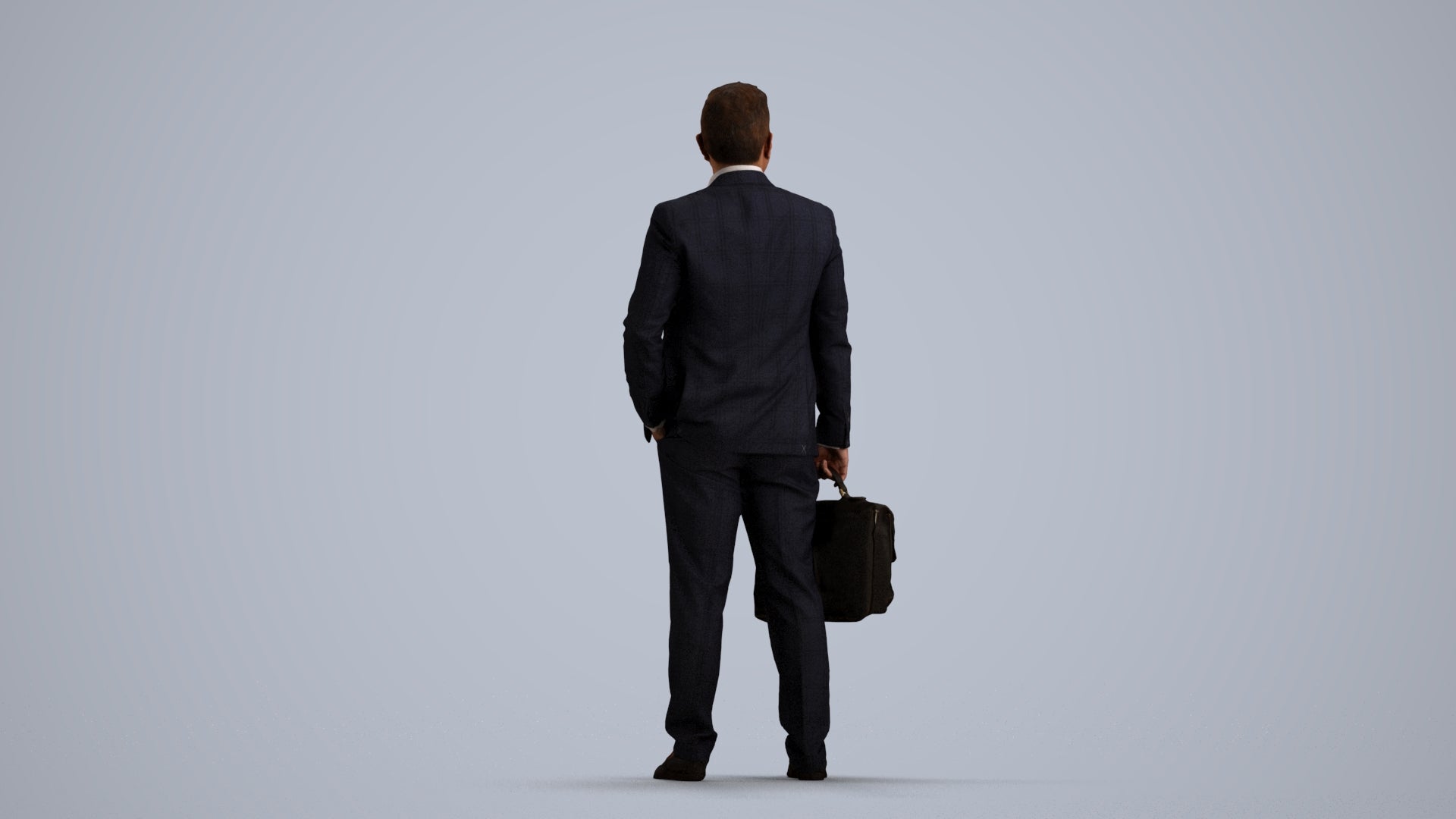 realistic 3D man business, scanned archviz people for Blender and 3ds Max, front view render