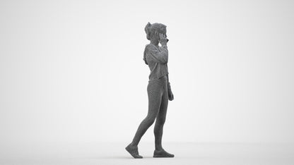 realistic 3D human woman sport, archviz people FBX OBJ for Blender, wireframe side view