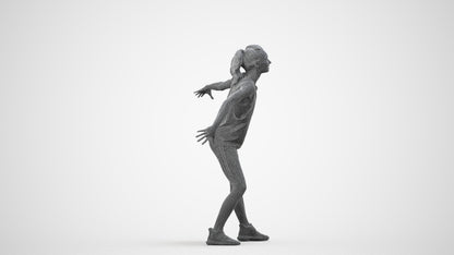 realistic 3D people woman sport, render-ready for V-Ray and Corona, FBX OBJ, wireframe side view