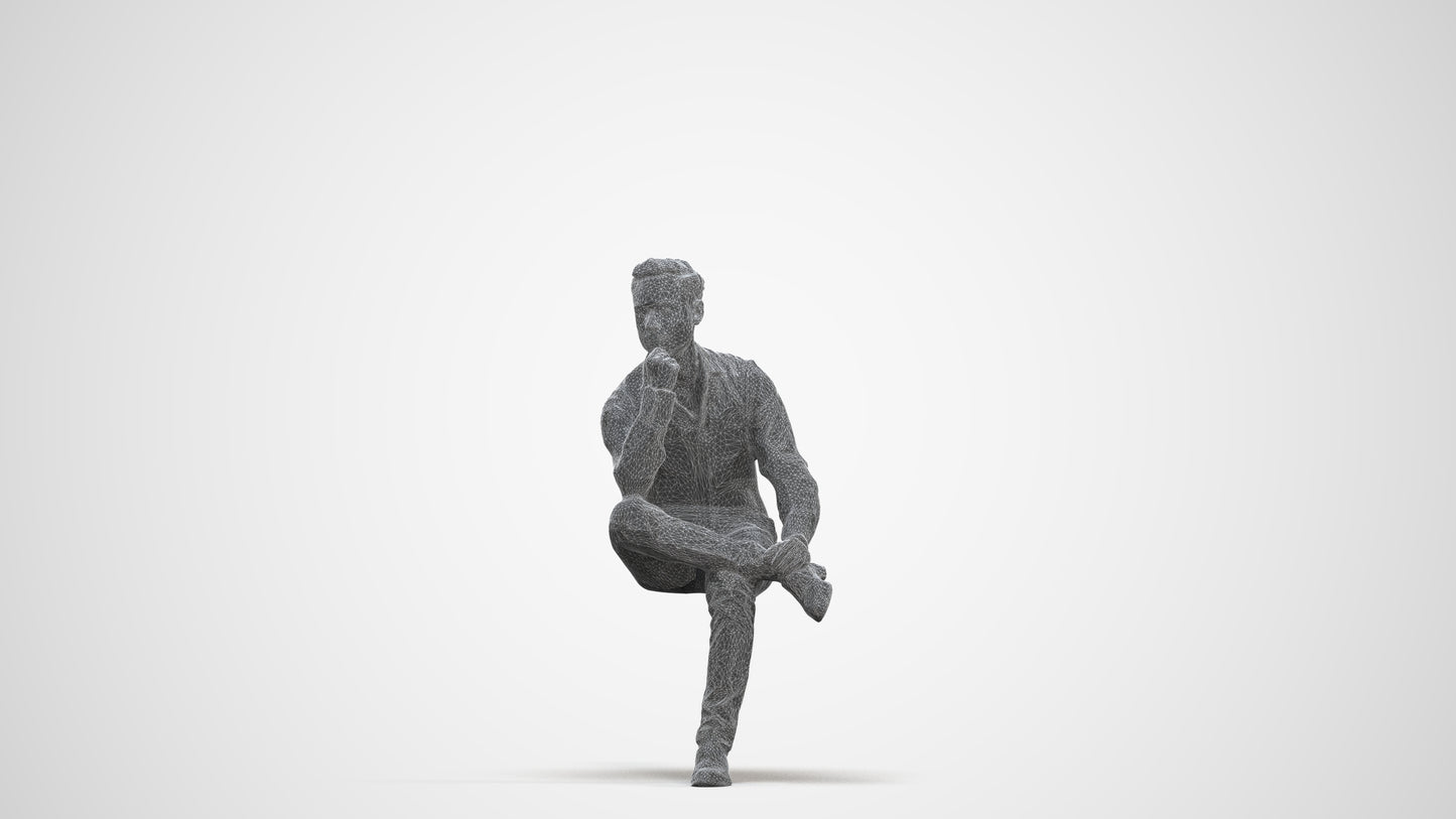 realistic 3D man business, scanned archviz people for Blender and 3ds Max, three-quarter front view render