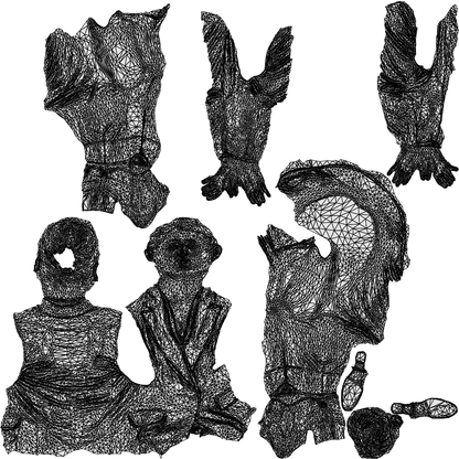 realistic 3D people woman business, render-ready for V-Ray and Corona, FBX OBJ, wireframe top-down view