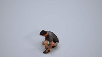 scanned 3D man sport standing, photogrammetry people for Enscape and V-Ray, back view render