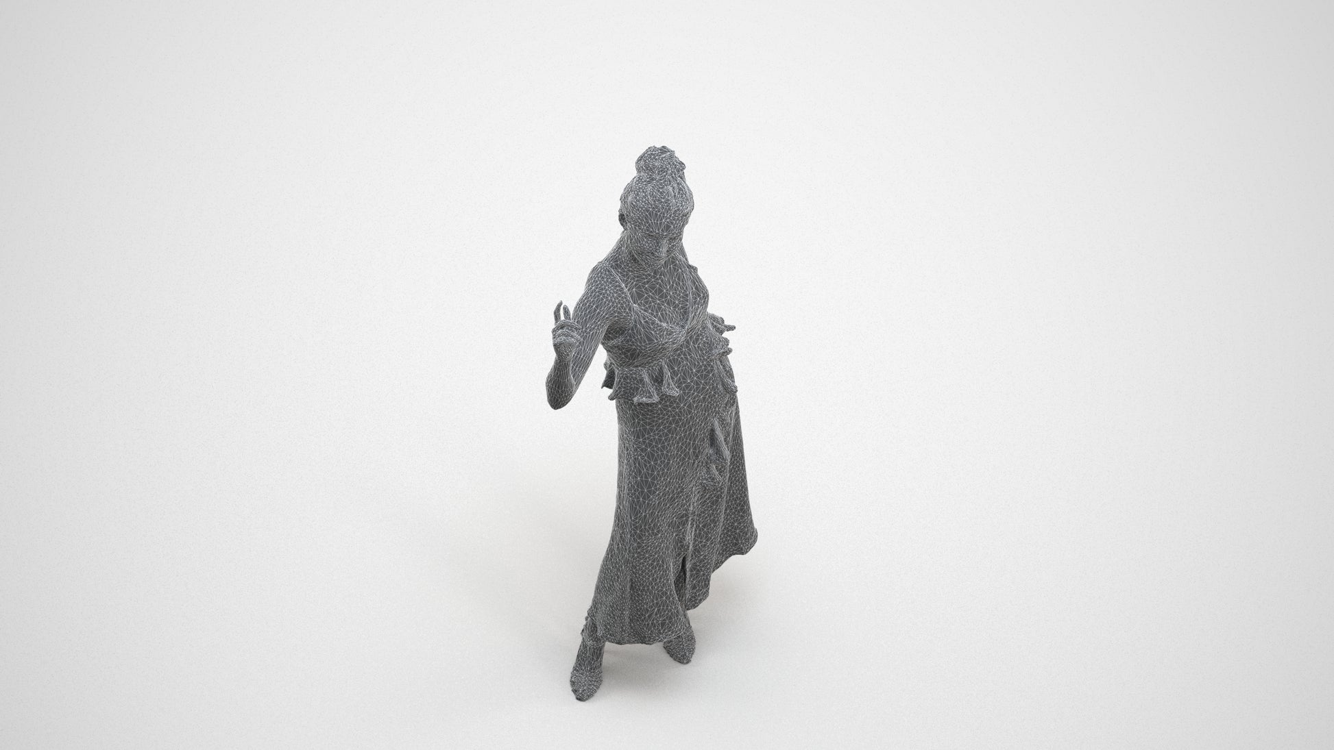 scanned 3D woman formal formalaffairs, photogrammetry people for Enscape and V-Ray, wireframe three-quarter view